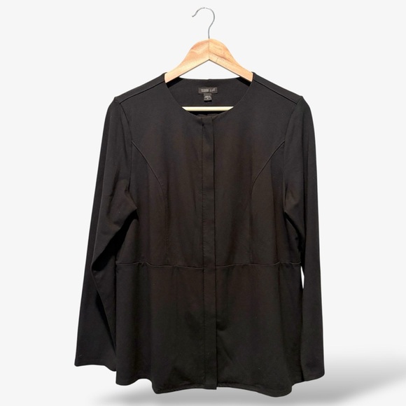 J. Jill Wearever Black Knit Jacket Full Zip Long Sleeve Cardigan Sweater Size M - Picture 1 of 7